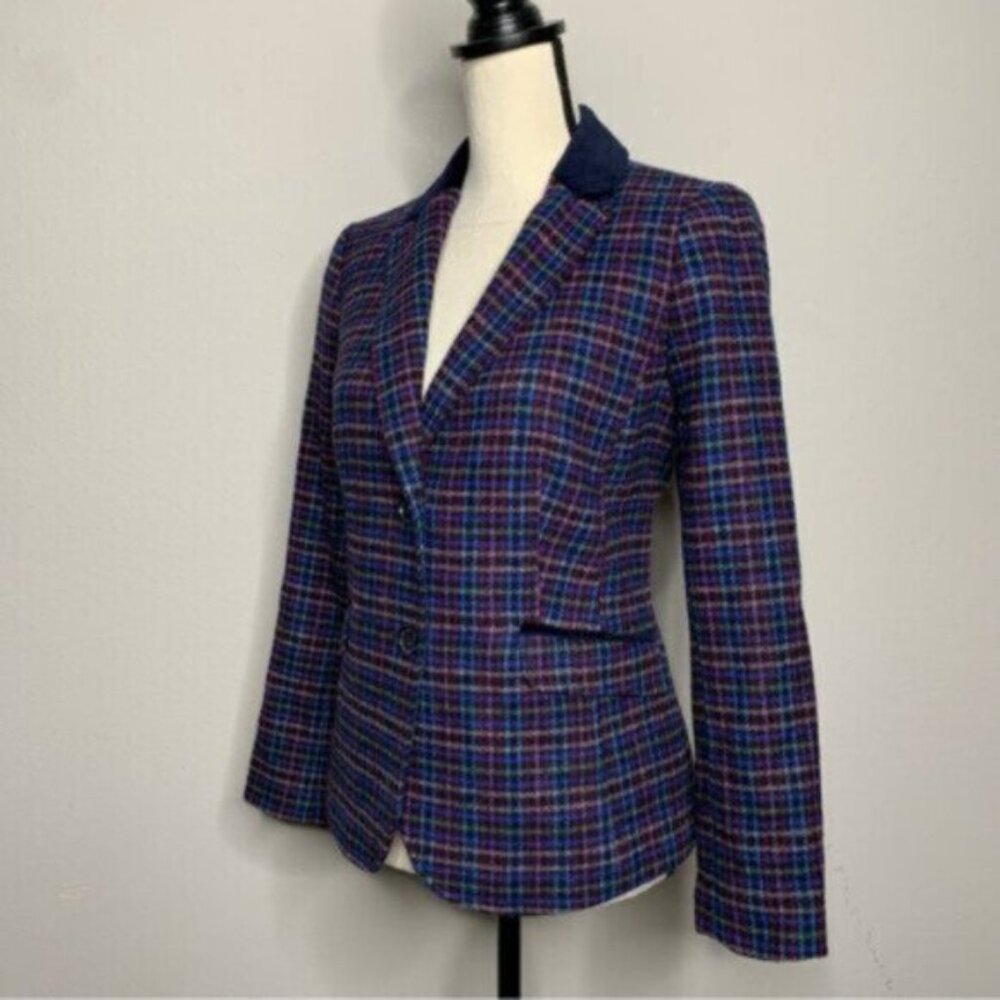 NWT Talbots Mistletoe Plaid Shetland Wool Single Breasted Blazer - Picture 7 of 17
